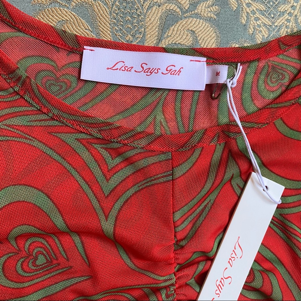 Lisa Says Gah Elenor crop top in Wild Hearts red - Picture 4 of 4